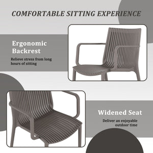 4 Modern Stackable Plastic Armchair Matched With Round Table