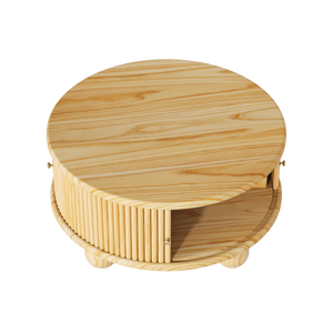 Round Fluted Coffee Table with Storage