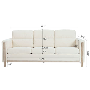 Comfortable Solid Wood Three-Seater Sofa