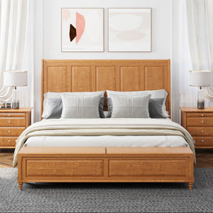 Sleigh Bed Frame With Tall Headboard And Storage Bench