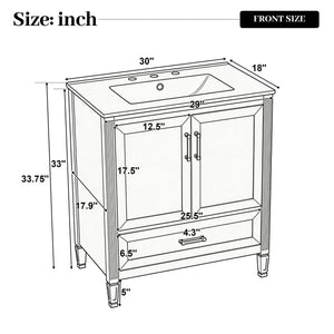 Elegant Fluted Bathroom Vanity With Sink, Soft Close Doors & Drawer