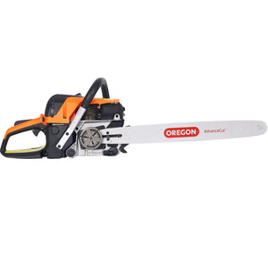 58Cc Gasoline Chainsaw 20" Bar For Wood Cutting With Oregon Chain And Bar - Orange