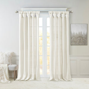 Twist Tab Lined Window Curtain Panel White 50x95