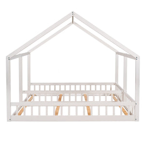House Platform Beds, 2 Shared Beds, Metal Frame With Guardrails