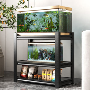 Stylish Metal rium Stand For 20 - 30 Gallon Tanks, 3 Tier Adjustable Shelf