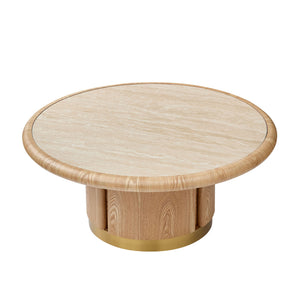 Round Coffee Table with Sturdy MDF Pedestal