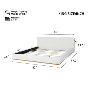 Elegant Upholstered Bed With Solid Wood Frame, King