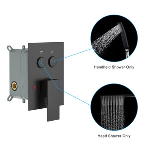 Dual Shower Head System With Square Rain Shower And Rough In Valve