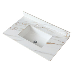 Vanity Top With Undermount Sink And Backsplash, Sintered Stone