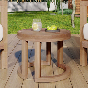Outdoor Acacia Wood Side Table, Solid Side Table For Patio, Pool, Porch - Brown Wash