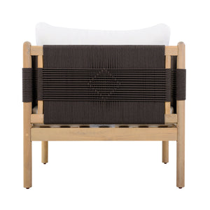 Outdoor Acacia Wood Club Chair with Diamond Rope Weave & Cushions, Light Teak