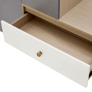 Modern Multi Functional Shoe Storage Bench & Cabinets With Adjustable Shelves - Gray / Natural Wood / White