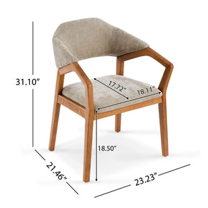 Indoor Upholstered Dining Chair Set of 2 - Oatmeal / Teak