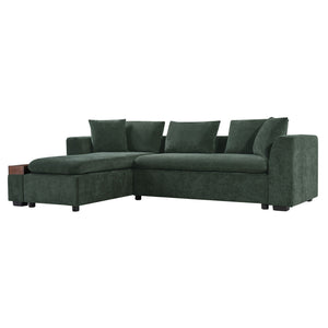 Modern L Shaped Sectional Sofa With Upholstery And Wooden Storage