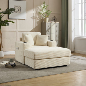 Corduroy Upholstered Chaise Lounge Sofa