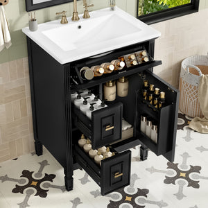 24-Inch Bathroom Vanity with Sink and Solid Wood Cabinet