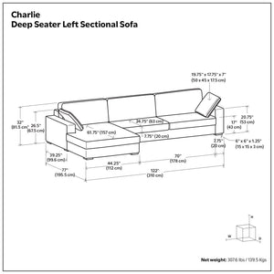 Charlie - Upholstered Deep Seater Sectional Sofa