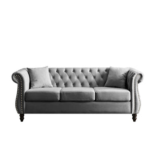 Chesterfield Sofa With Rolled Arms And Nailhead Trim
