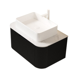 DINA 30" Bathroom Vanity & Sink, Floating Curved Edges Storage Cabinet