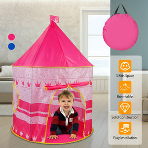 Kids Play Tent Foldable Pop Up Children Play Tent Portable Baby Play House Castle with  Carry Bag Indoor Outdoor Use