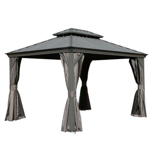 11x13FT Outdoor Gazebo with Galvanized Steel Double Roof