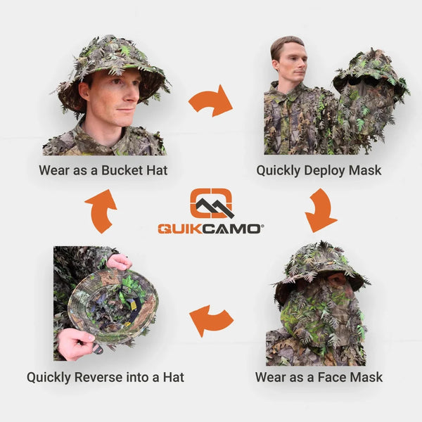 2-in-1 Leafy Face Mask and Bucket Hat (Adjustable, OSFM)