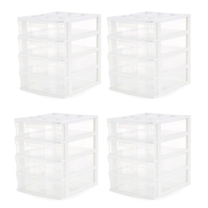 Gracious Living 4 Drawer Desktop Countertop Storage with Organizer Lid (4 Pack)