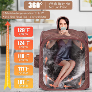800W 2 Person Portable Steam Sauna Tent SPA with Hat Side Holes 3L Steamer