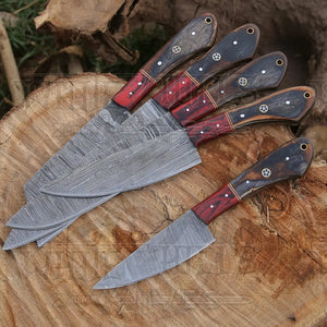 5 Pieces Custom Handmade Damascus Steel Chef Set - 5 Piece Kitchen Knives Set