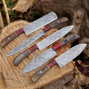5 Pieces Handmade J2 Steel Chef Set - 5 Piece Kitchen Knives Set