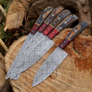5 Pieces Handmade J2 Steel Chef Set - 5 Piece Kitchen Knives Set