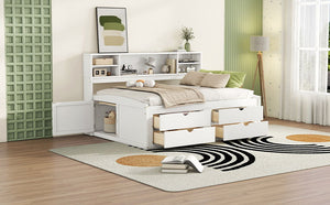 Daybed With 2 Bedside Cabinets, Upper Shelves And 4 Drawers