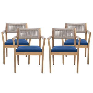 Braided Acacia Wood Outdoor Dining Chairs Set of 2 – Teak Look