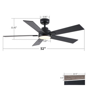 Reversible Motor Integrated LED Dimmable Ceiling Fan With Light
