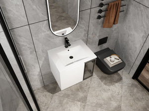 24" Wall-Mounted Bathroom Vanity With Ceramic Sink