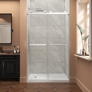 43"-48" W x 76" H Brushed Nickel Reversible Double Bypass Sliding Shower Door