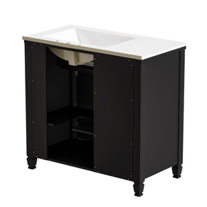 Modern Bathroom Vanity With Ceramic Sink, Freestanding