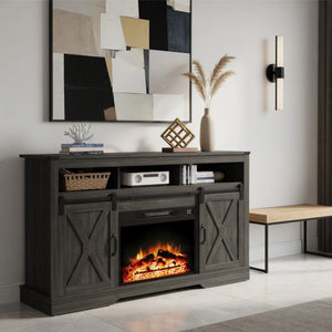 Electric Fireplace Insert Heater With Multicolor Flames, Remote Control - Black