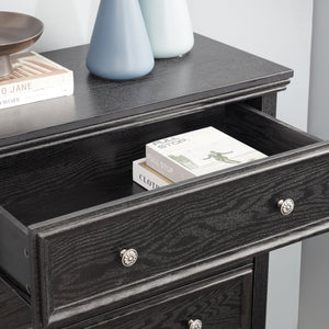 Modern 5-Drawer Black Dresser for Living Room Storage