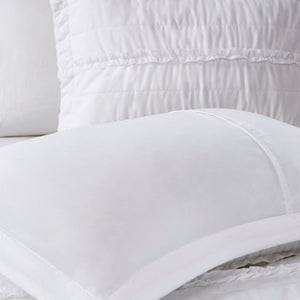 4 Piece Reversible Ruffle Quilt Set with Throw Pillow White King/Cal King