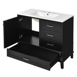 Bathroom Vanity, Modern Bathroom Cabinet With Sink Combo Set, Bathroom Storage Cabinet With A Soft Closing Door And 3 Drawers, Solid Wood Frame