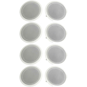Pyle PDIC Series 8" 250W Round Flush Mount Wall and Ceiling Speakers, (8 Pack)