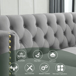 Upholstered Couch Sofa With Button Tufting For Living Room