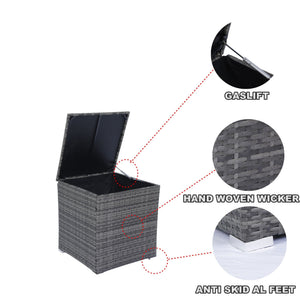 8 Piece Patio Sectional Wicker Rattan Outdoor Furniture Sof Set With One Storage Box Under Seat And Cushion Box - Gray / Black
