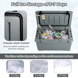 50 QT Rotomolded Cooler Insulated Portable Ice Chest with Integrated Cup Holders
