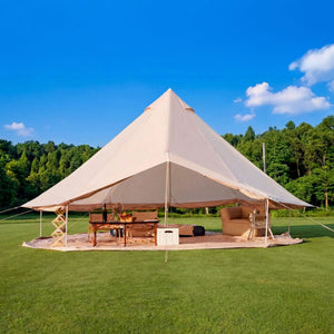 4 Season Bell Tent 13.1FT, Beige Waterproof Glamping Yurt Tent
