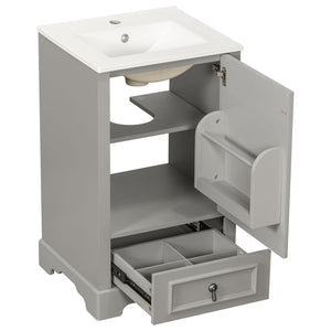 Bathroom Vanity With Sink, Soft Close Door, Adjustable U-Shaped Shelf