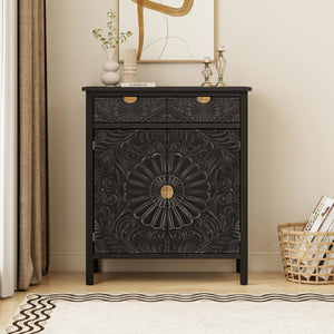 Hand-Carved Accent Cabinet