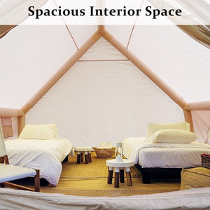 Inflatable Glamping Tent For 4 - 6 People, Waterproof Outdoor Tent With Pump - Khaki