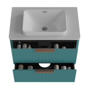Elena Striped Aquamarine Bathroom Vanity Without Sink